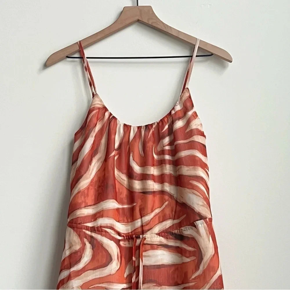 NWT Express  Scoop Neck Tie Waist Romper Small Abstract Art Animal Print Flowy